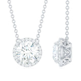 1.0 CT Round Cut Moissanite Necklace With Halo Style 5