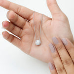1.0 CT Round Cut Moissanite Necklace With Halo Style 3