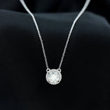 1.0 CT Round Cut Moissanite Necklace With Halo Style 1