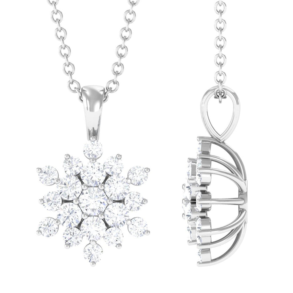 
                  
                    0.85 TCW Round Cut Moissanite Necklace With Snowflake Cluster Style
                  
                