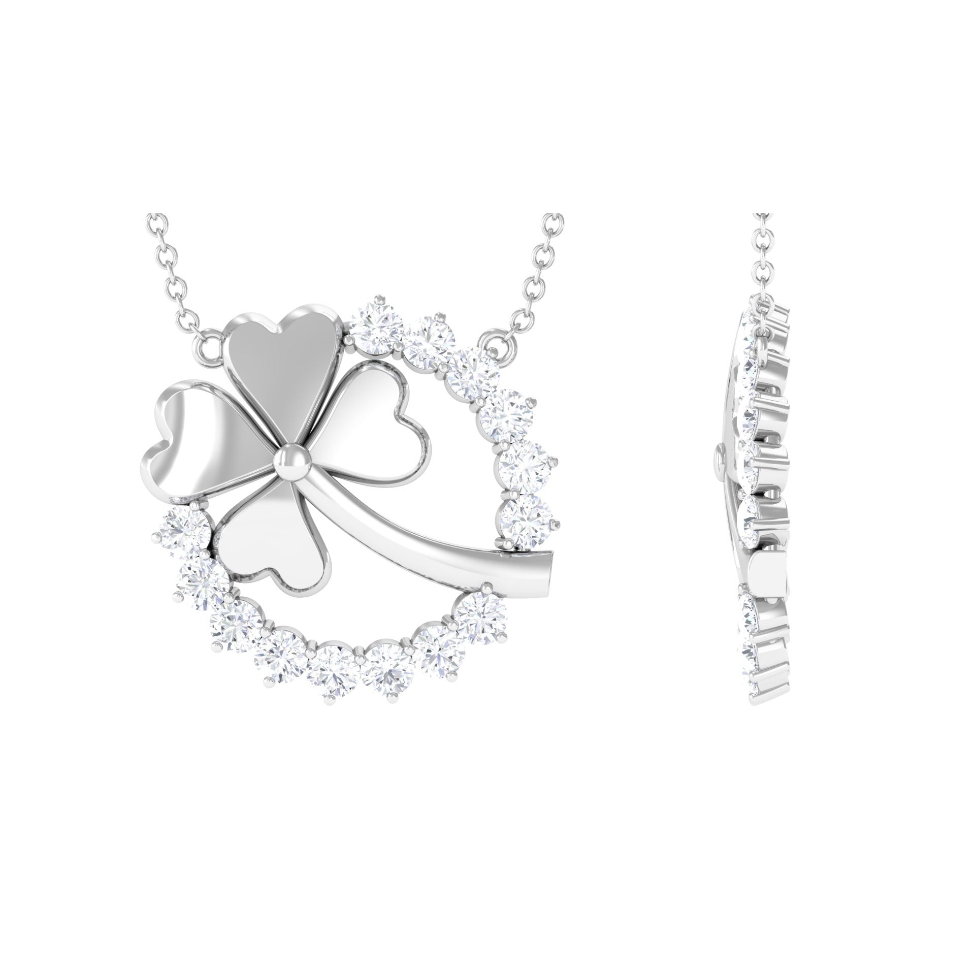 1.26 TCW Round Cut Moissanite Necklace Clover Leaf Style 6