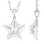 0.32 CT Round Cut Moissanite Necklace With Solitaire Star Style 5