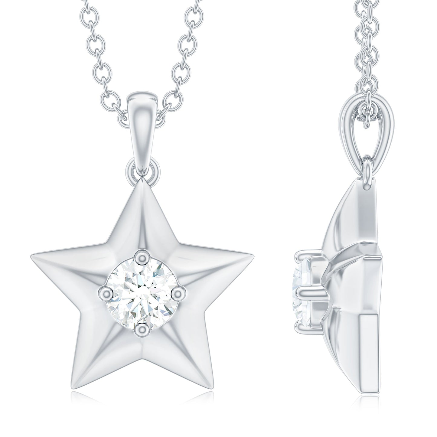 
                  
                    0.32 CT Round Cut Moissanite Necklace With Solitaire Star Style
                  
                