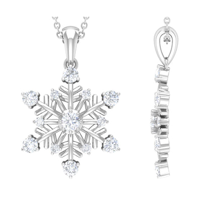 0.82 TCW Round Cut Moissanite Necklace With Classic Snowflake Style 5