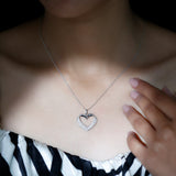 0.87 TCW Round Cut Moissanite Necklace With Open Heart Style 4