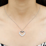 0.87 TCW Round Cut Moissanite Necklace With Open Heart Style 2