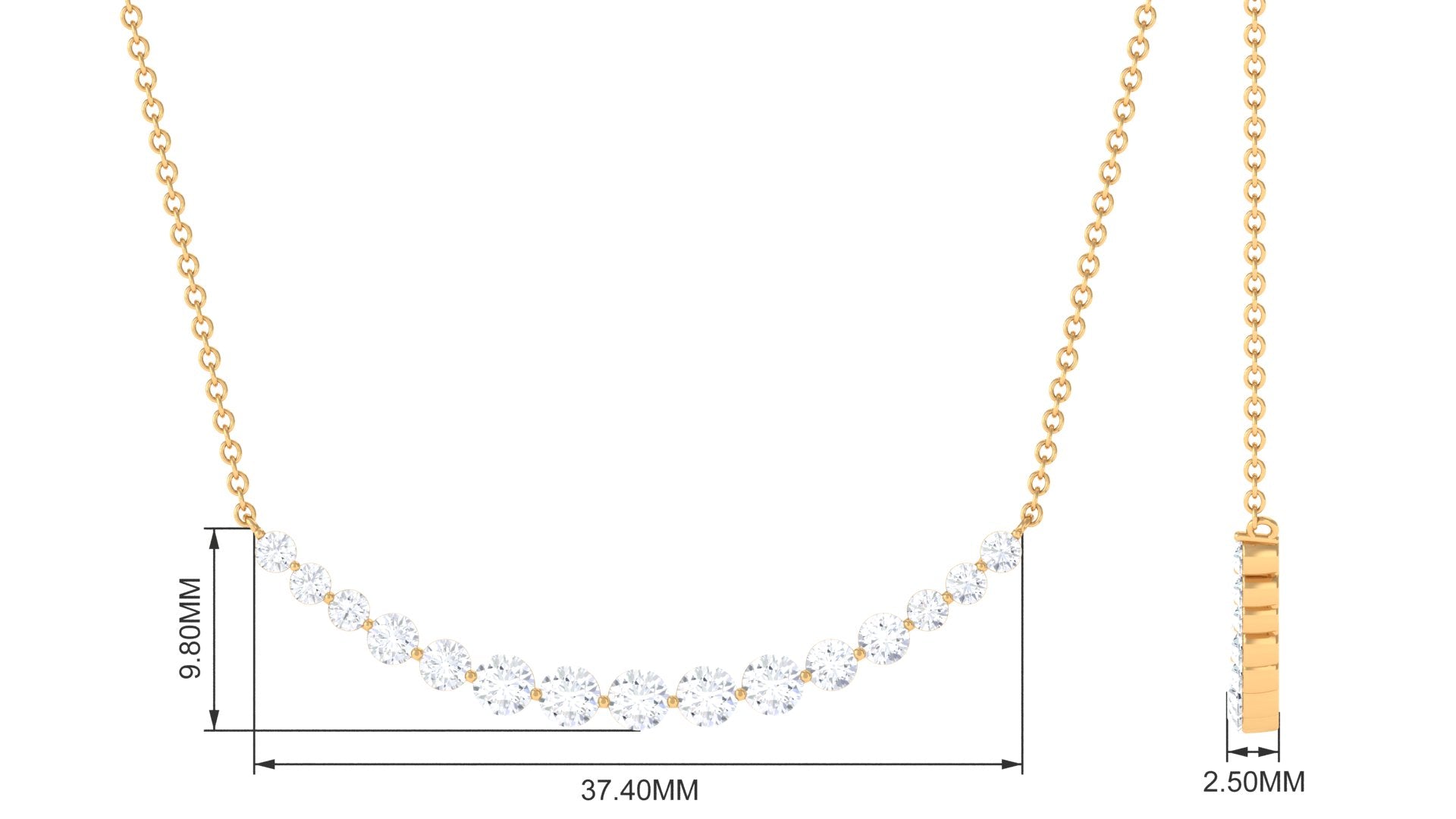 1.30 TCW Round Cut Moissanite Necklace With Layering Style 6