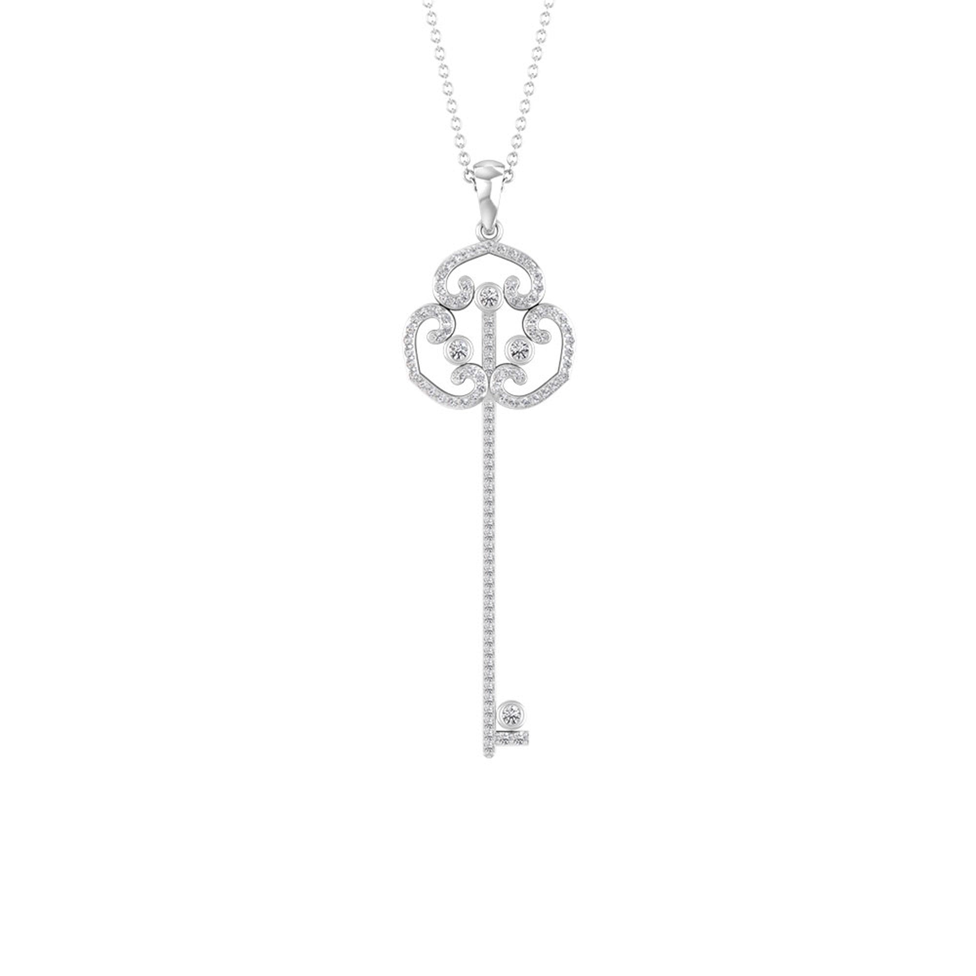 0.50 TCW Round Cut Moissanite Necklace With Gothic Key Style 5