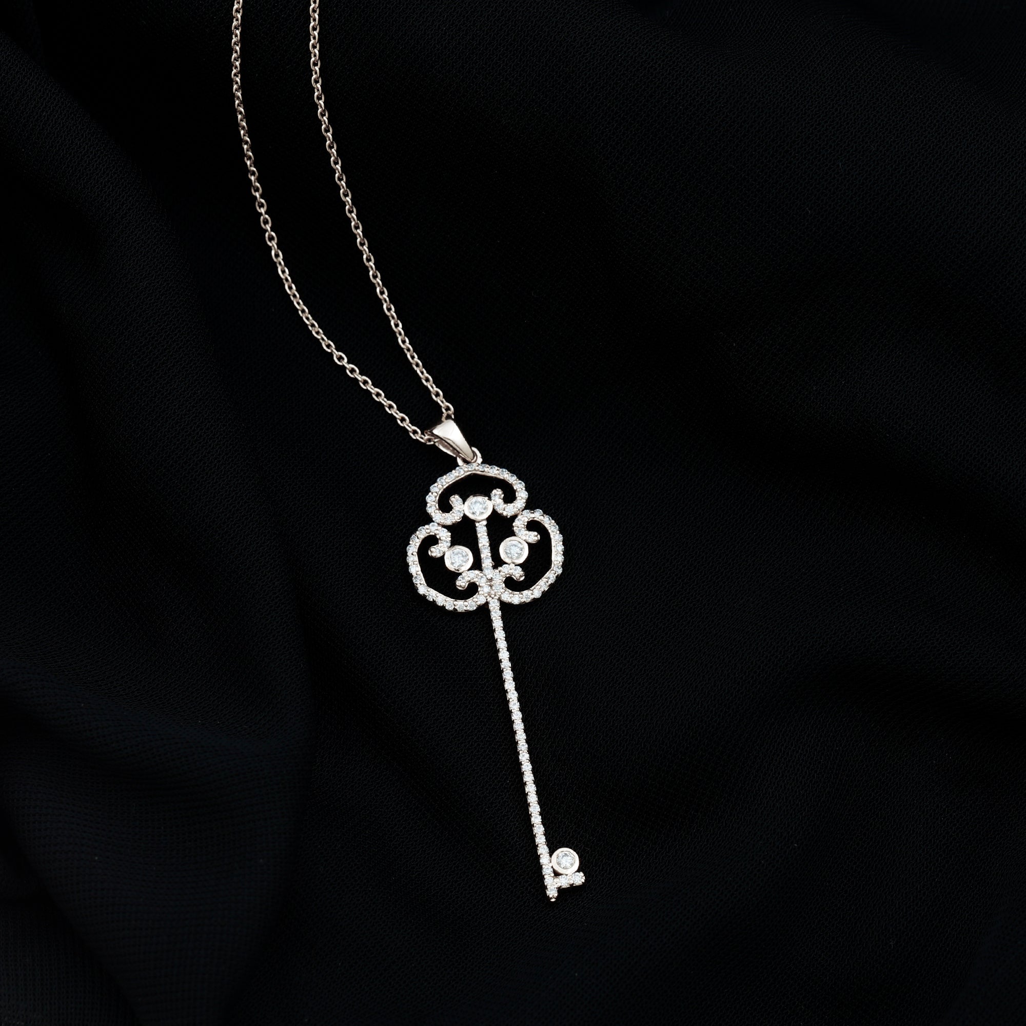 0.50 TCW Round Cut Moissanite Necklace With Gothic Key Style 2