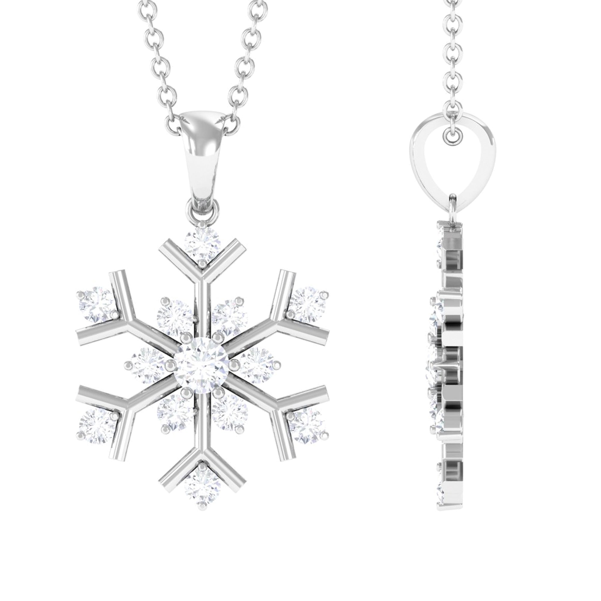 0.57 TCW Round Cut Moissanite Necklace With Snowflake Style 5