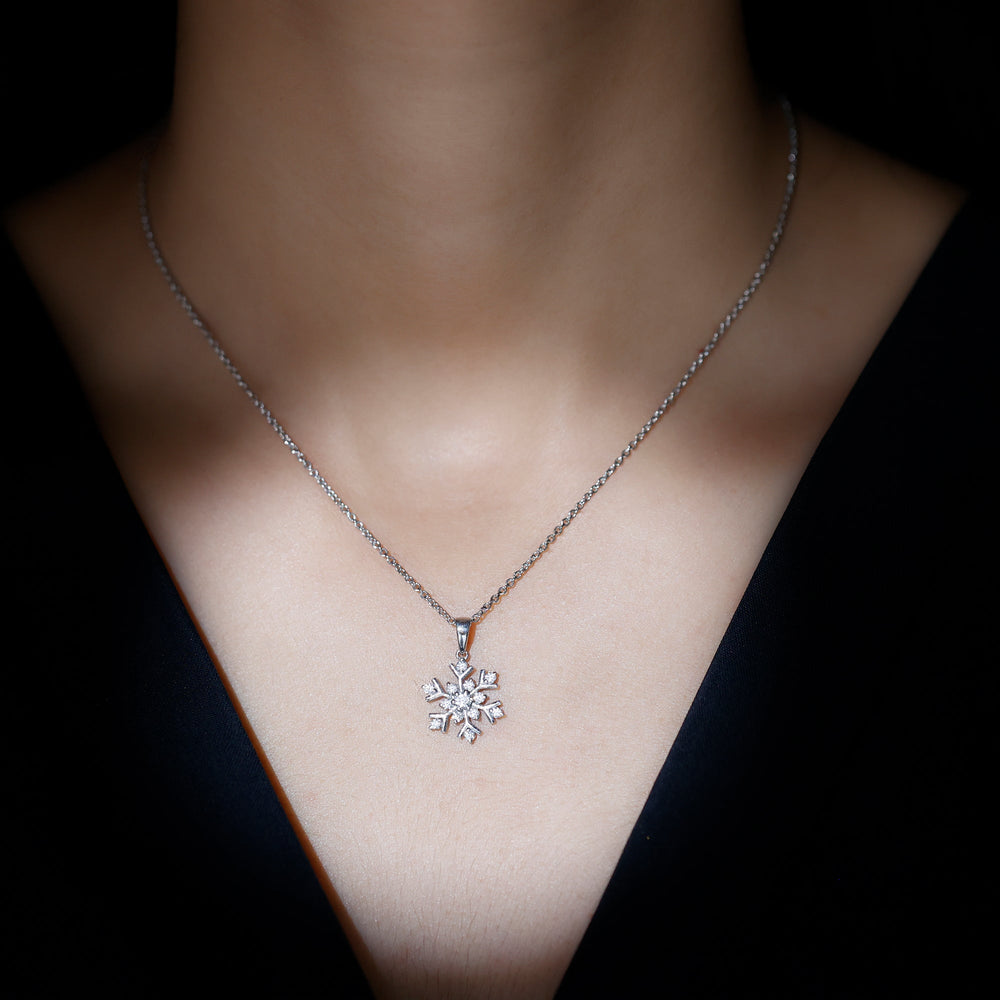 
                  
                    0.57 TCW Round Cut Moissanite Necklace With Snowflake Style
                  
                