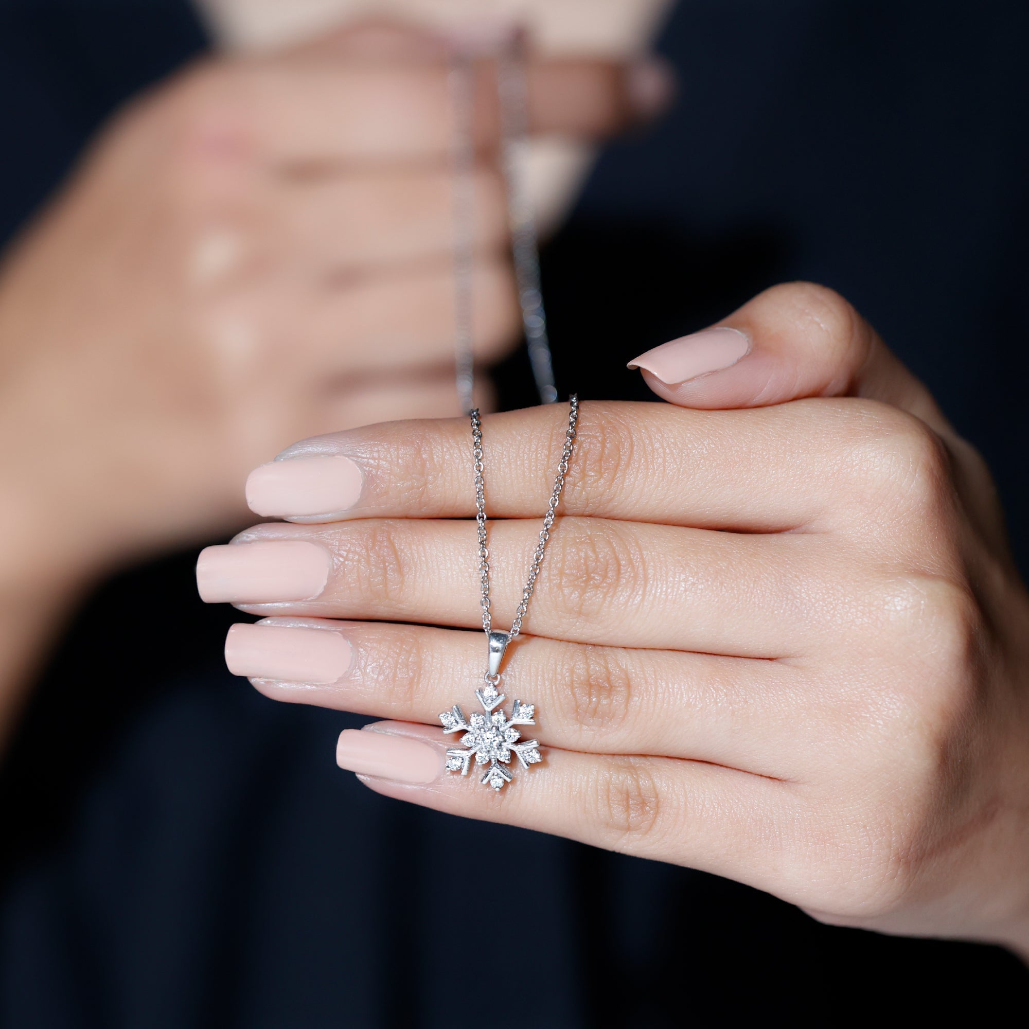 0.57 TCW Round Cut Moissanite Necklace With Snowflake Style 3