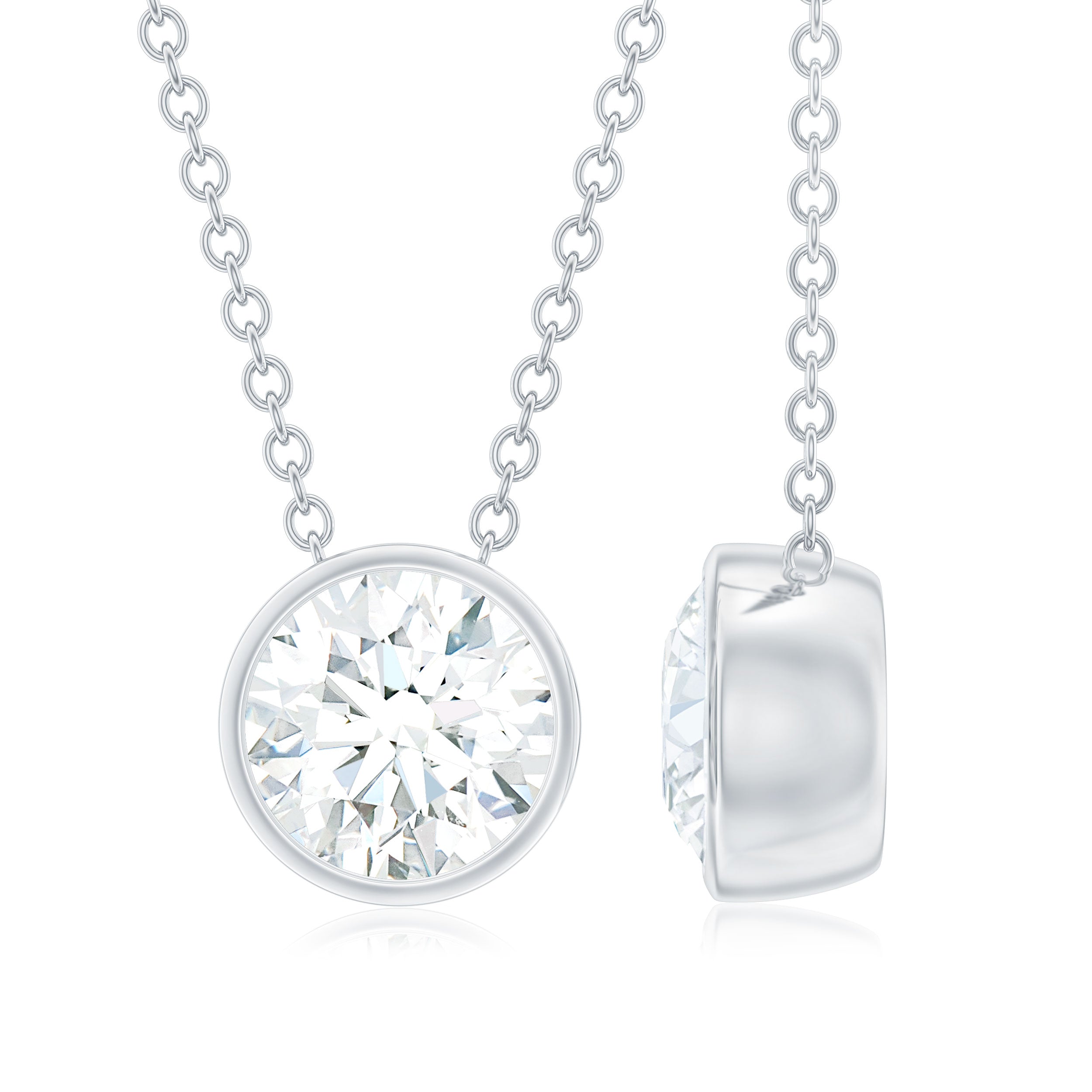 1.36 TCW Round Cut Moissanite Necklace With Bezel Style 5