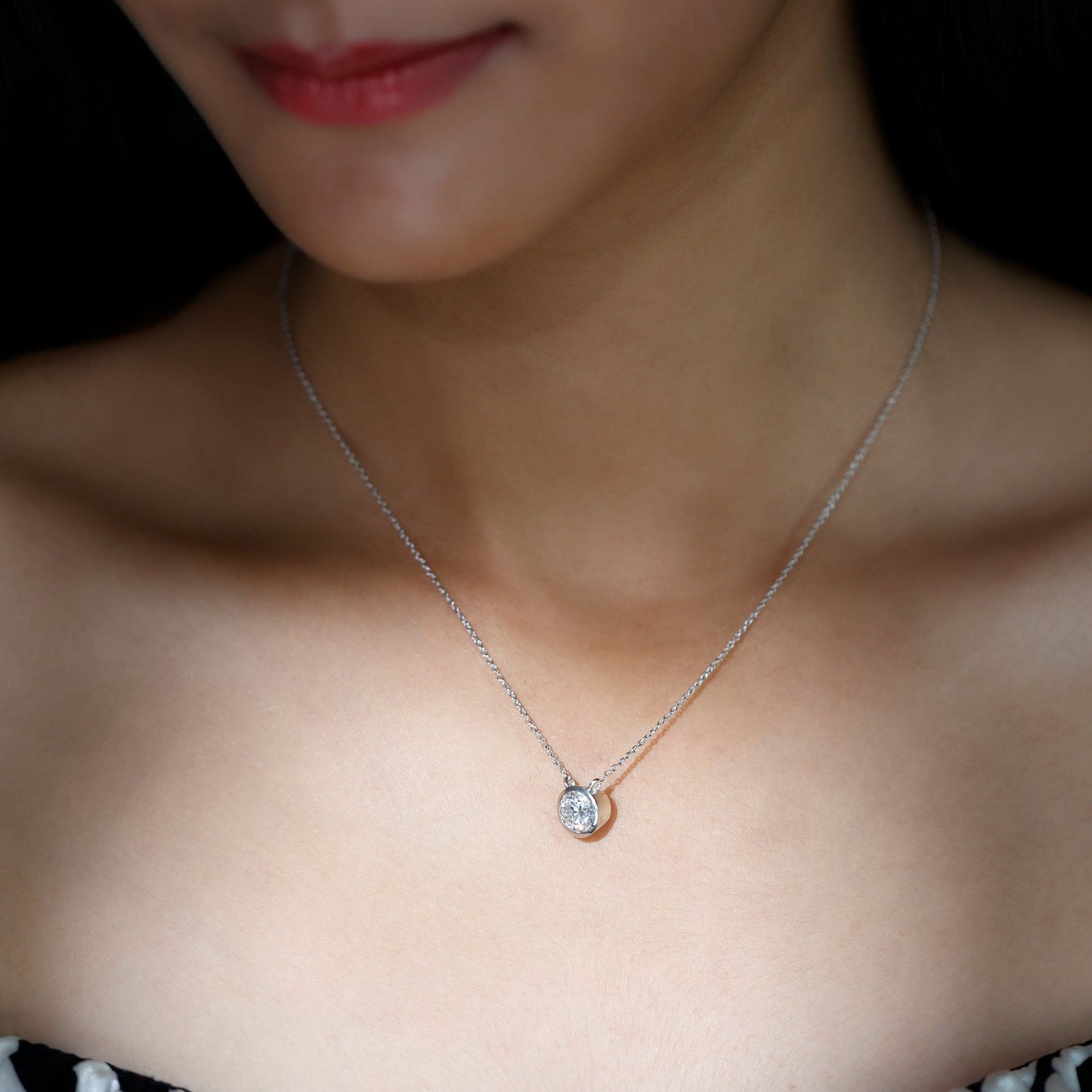 
                  
                    1.36 TCW Round Cut Moissanite Necklace With Bezel Style
                  
                