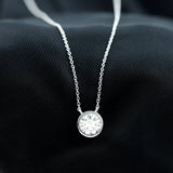 1.36 TCW Round Cut Moissanite Necklace With Bezel Style 1