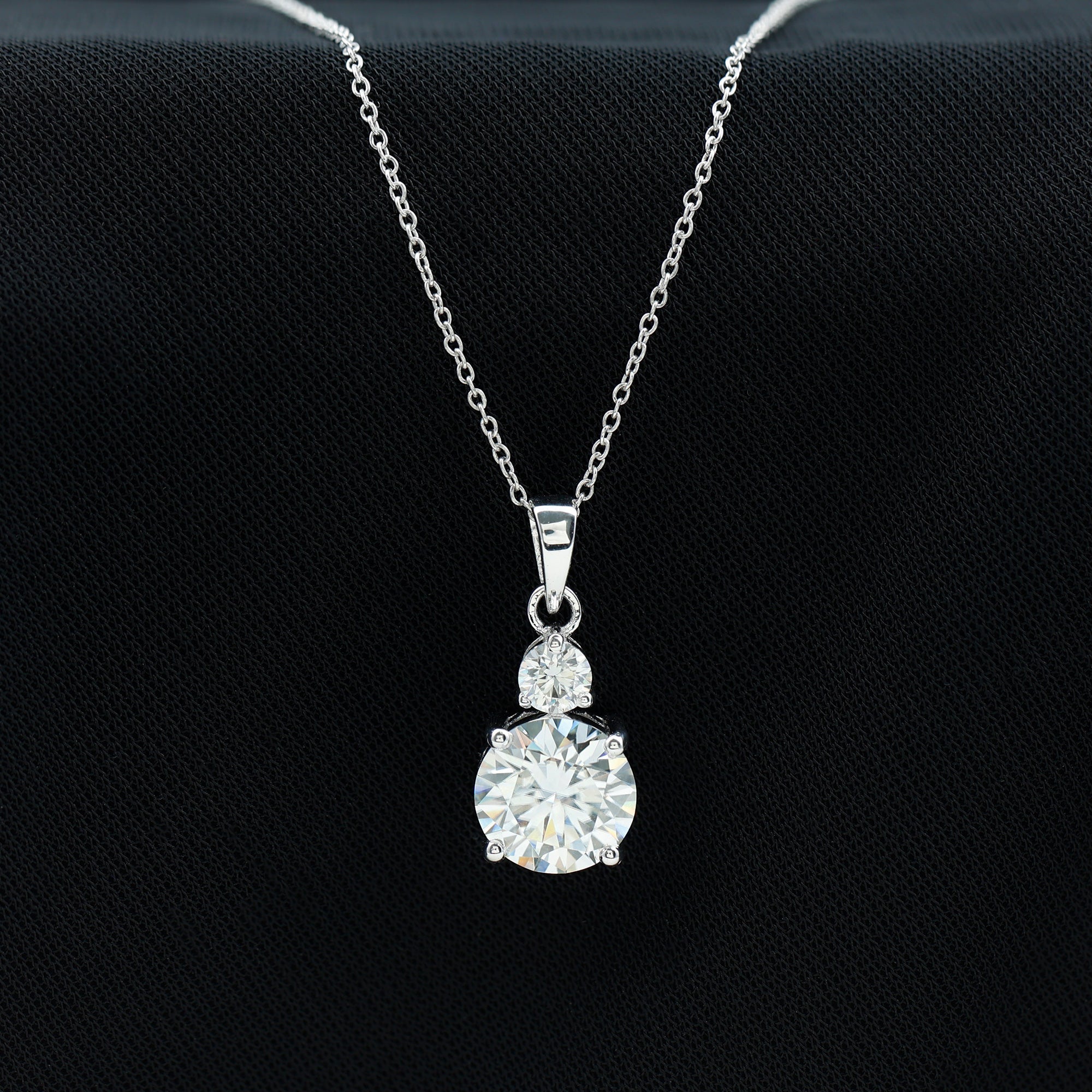 3.0 CT Round Cut Moissanite Necklace With Solitaire Minimal Style 1
