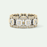 Princess & Round Moissanite Stones Two Tone Moissanite Wedding Band 1