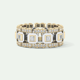Princess & Round Moissanite Stones Two Tone Moissanite Wedding Band 1
