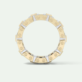 Princess & Round Moissanite Stones Two Tone Moissanite Wedding Band 5