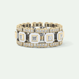 Princess & Round Moissanite Stones Two Tone Moissanite Wedding Band 3