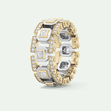 Princess & Round Moissanite Stones Two Tone Moissanite Wedding Band 4