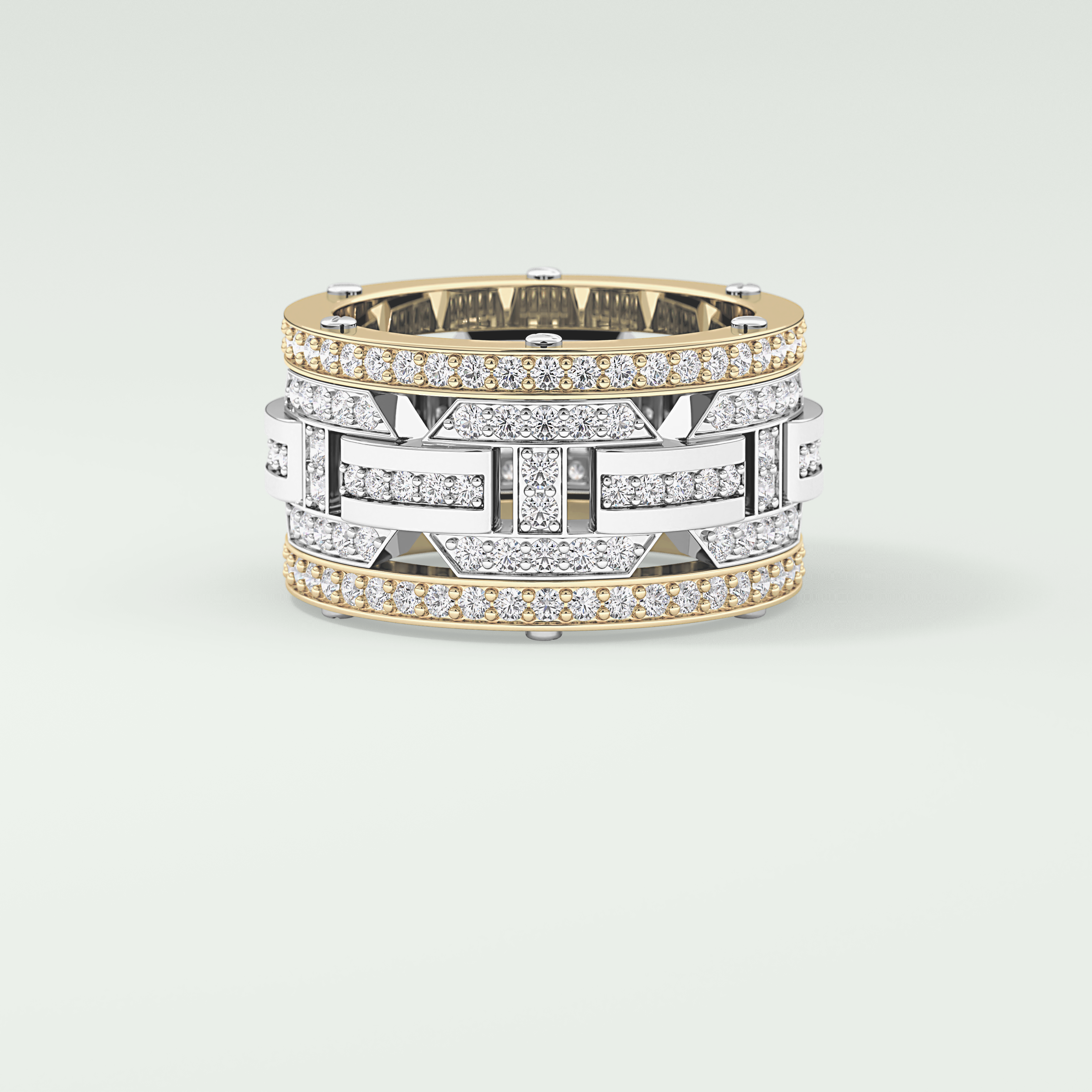 2.10 CT  Two Tone style Moissanite Diamond Men's Wedding Band 1