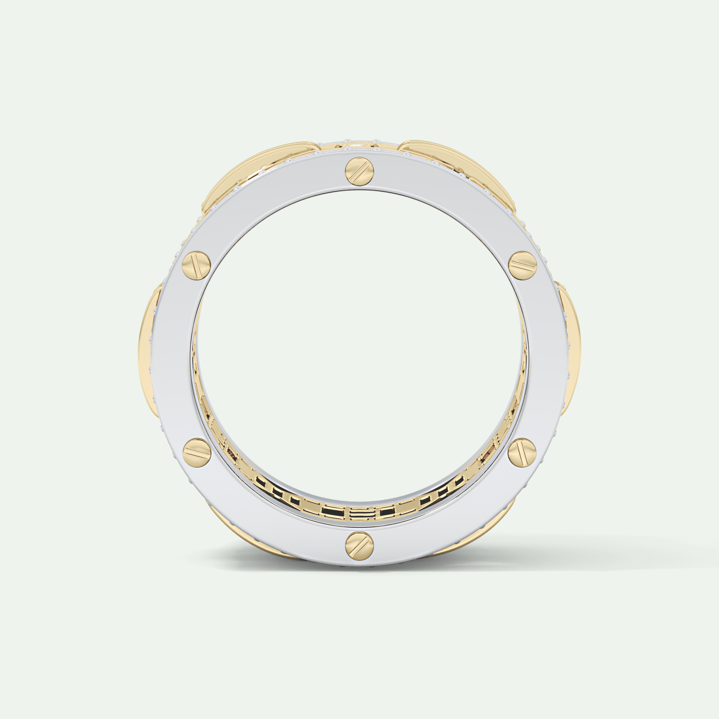 2.10 CT  Two Tone style Moissanite Diamond Men's Wedding Band 8