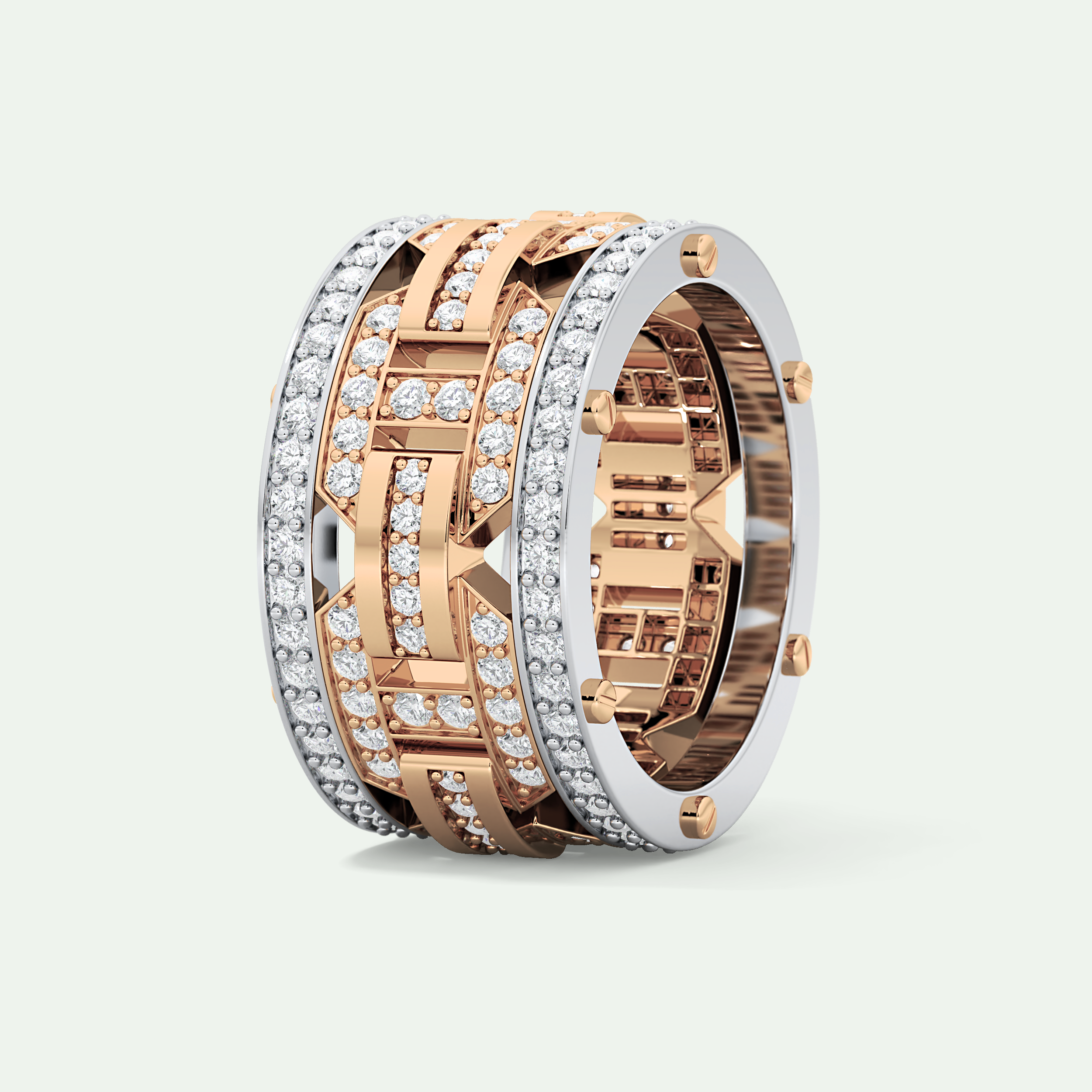 2.10 CT  Two Tone style Moissanite Diamond Men's Wedding Band 16