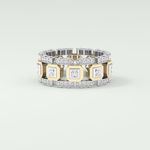 3.30 CT Two Tone Princess & Round Moissanite Diamond Band For Him 1