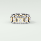 3.30 CT Two Tone Princess & Round Moissanite Diamond Band For Him 1