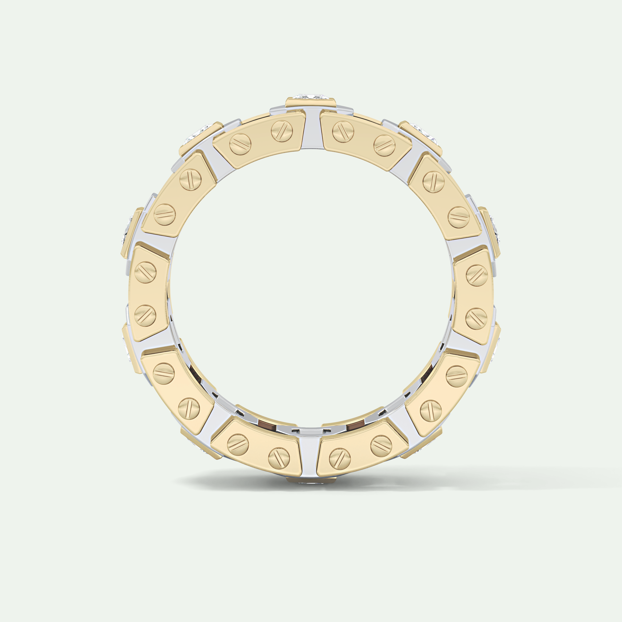 3.30 CT Two Tone Princess & Round Moissanite Diamond Band For Him 10