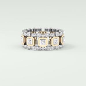 3.30 CT Two Tone Princess & Round Moissanite Diamond Band For Him