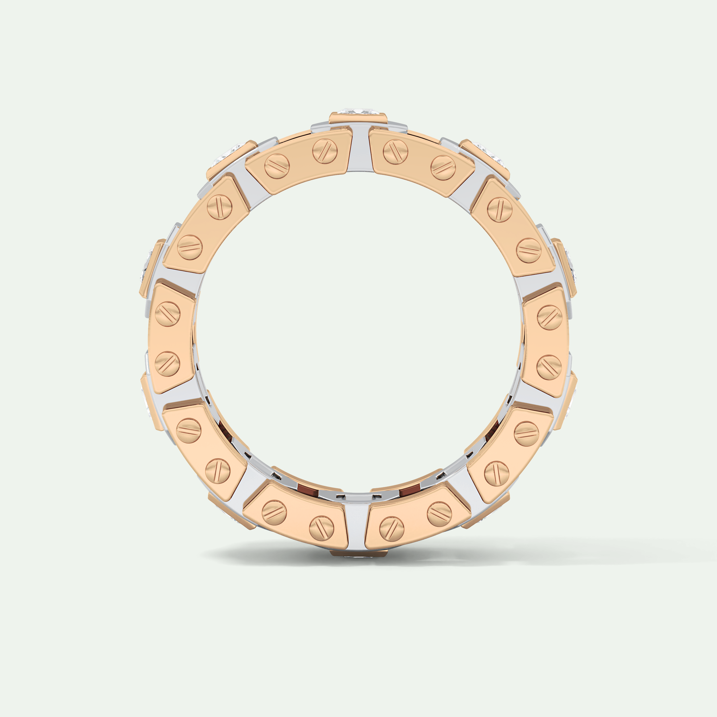 3.30 CT Two Tone Princess & Round Moissanite Diamond Band For Him 16