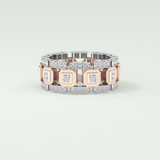3.30 CT Two Tone Princess & Round Moissanite Diamond Band For Him 5