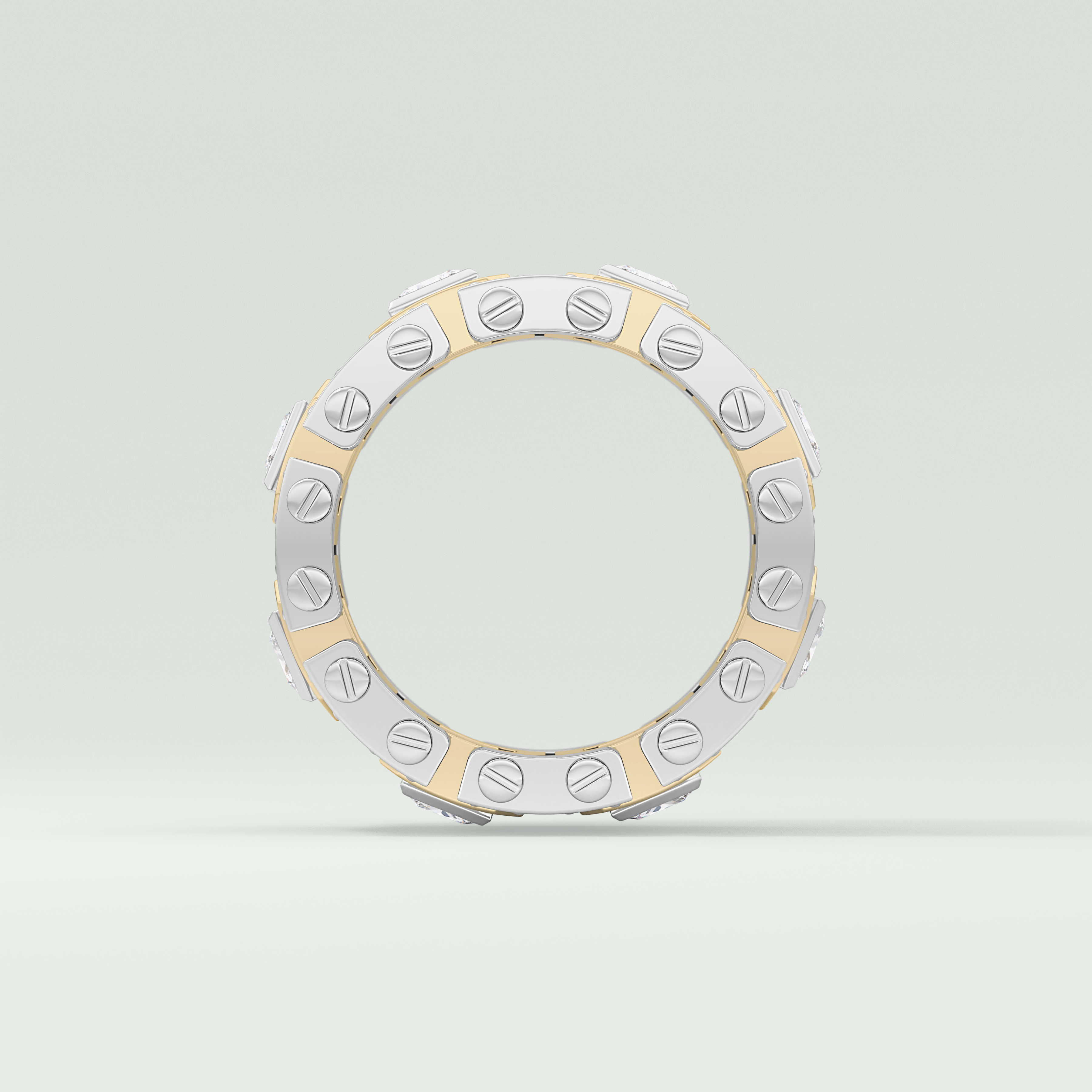1.20 CT Multi Stone Two Tone Moissanite Men's Wedding Band 8