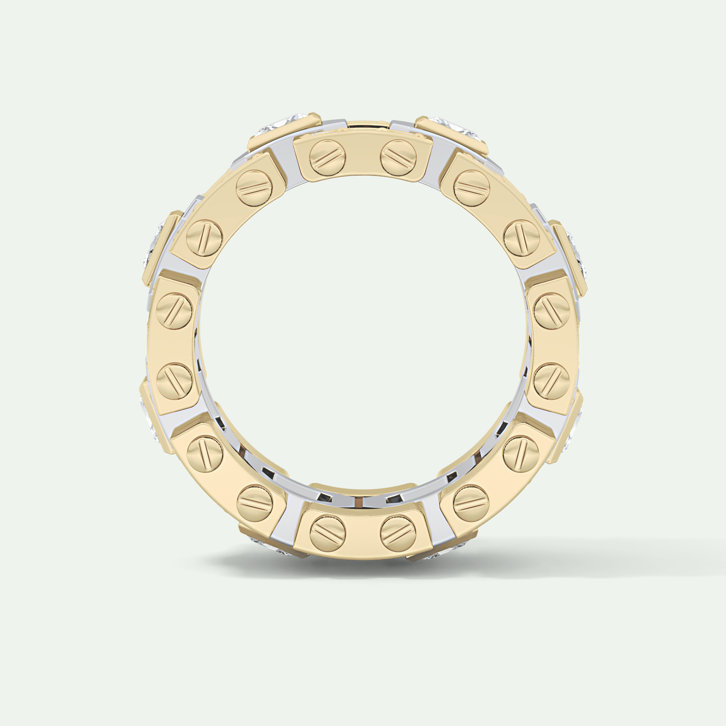 1.20 CT Multi Stone Two Tone Moissanite Men's Wedding Band 4