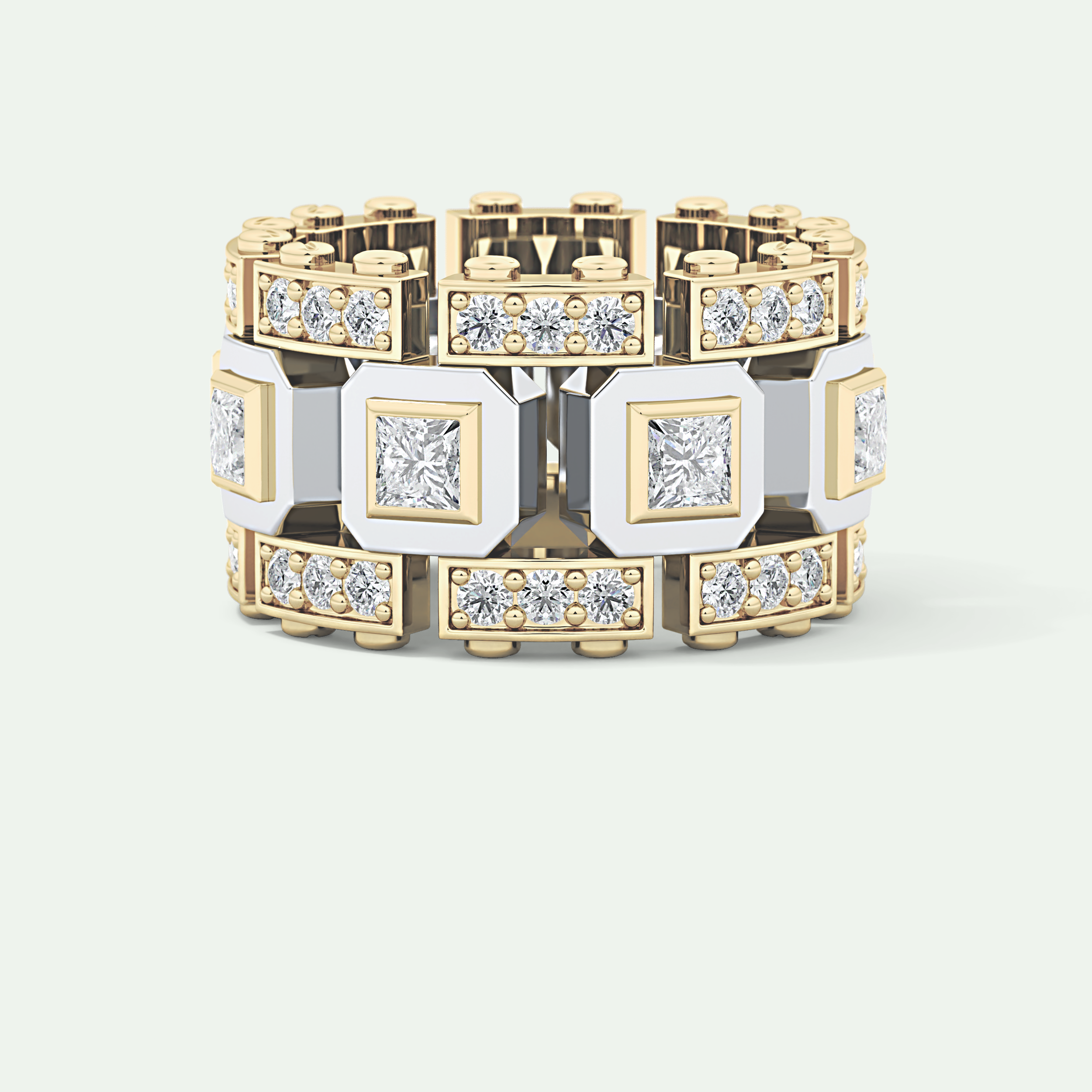 1.20 CT Multi Stone Two Tone Moissanite Men's Wedding Band 1
