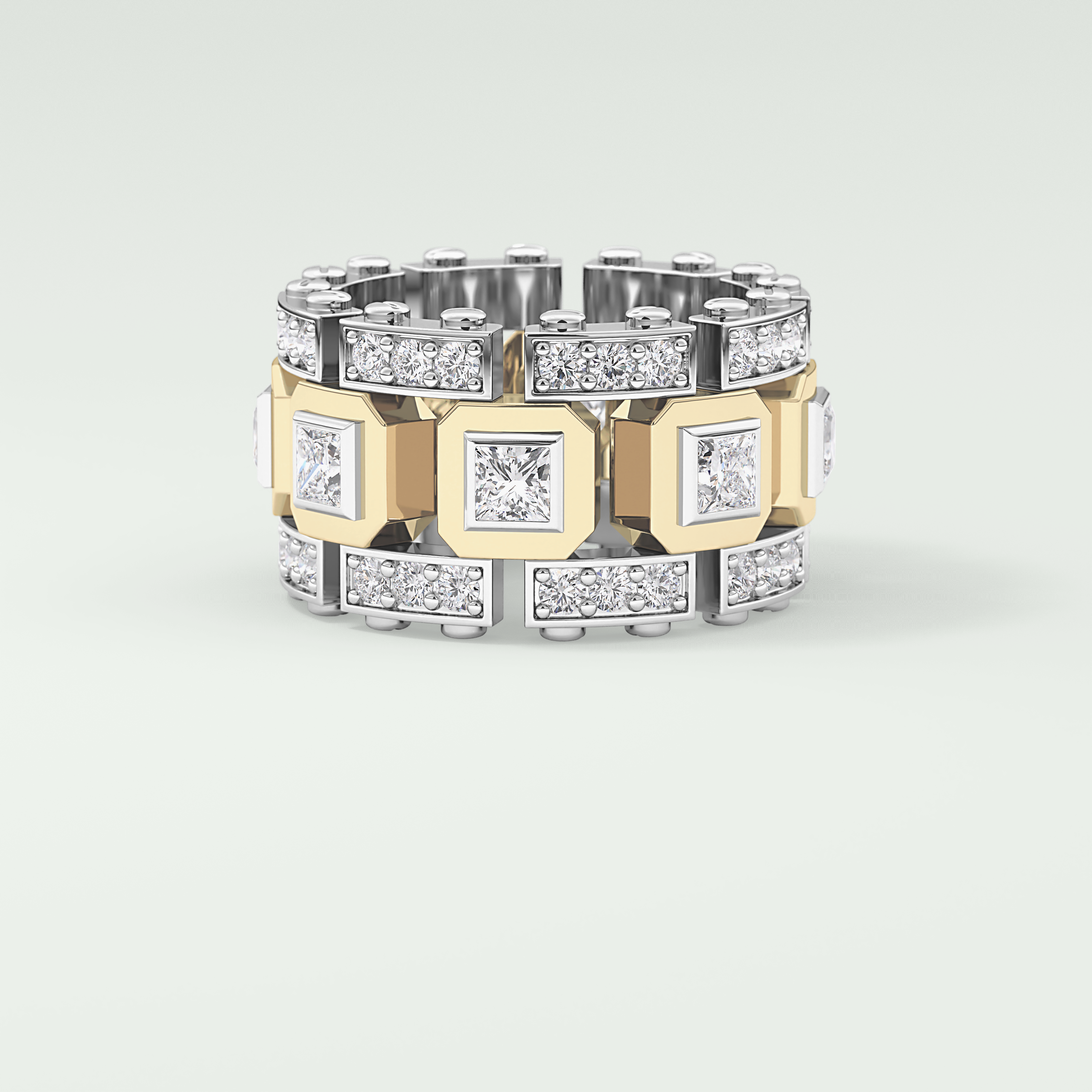 1.20 CT Multi Stone Two Tone Moissanite Men's Wedding Band 5
