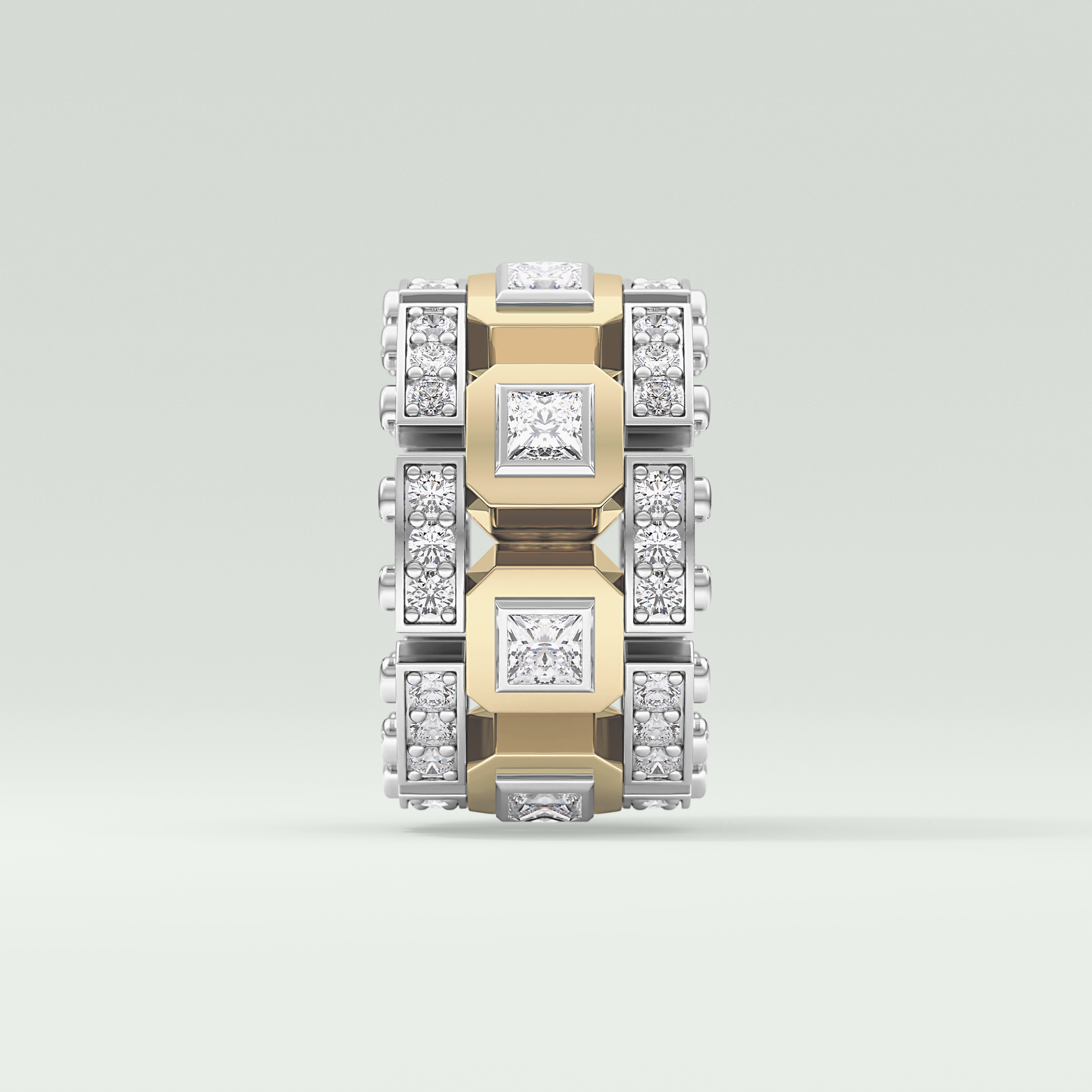 1.20 CT Multi Stone Two Tone Moissanite Men's Wedding Band 6