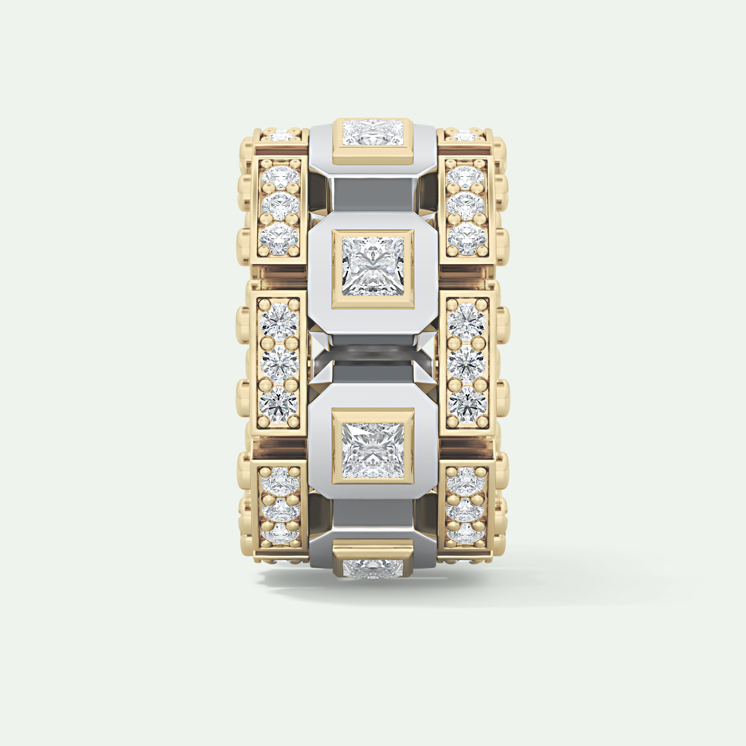 1.20 CT Multi Stone Two Tone Moissanite Men's Wedding Band 2