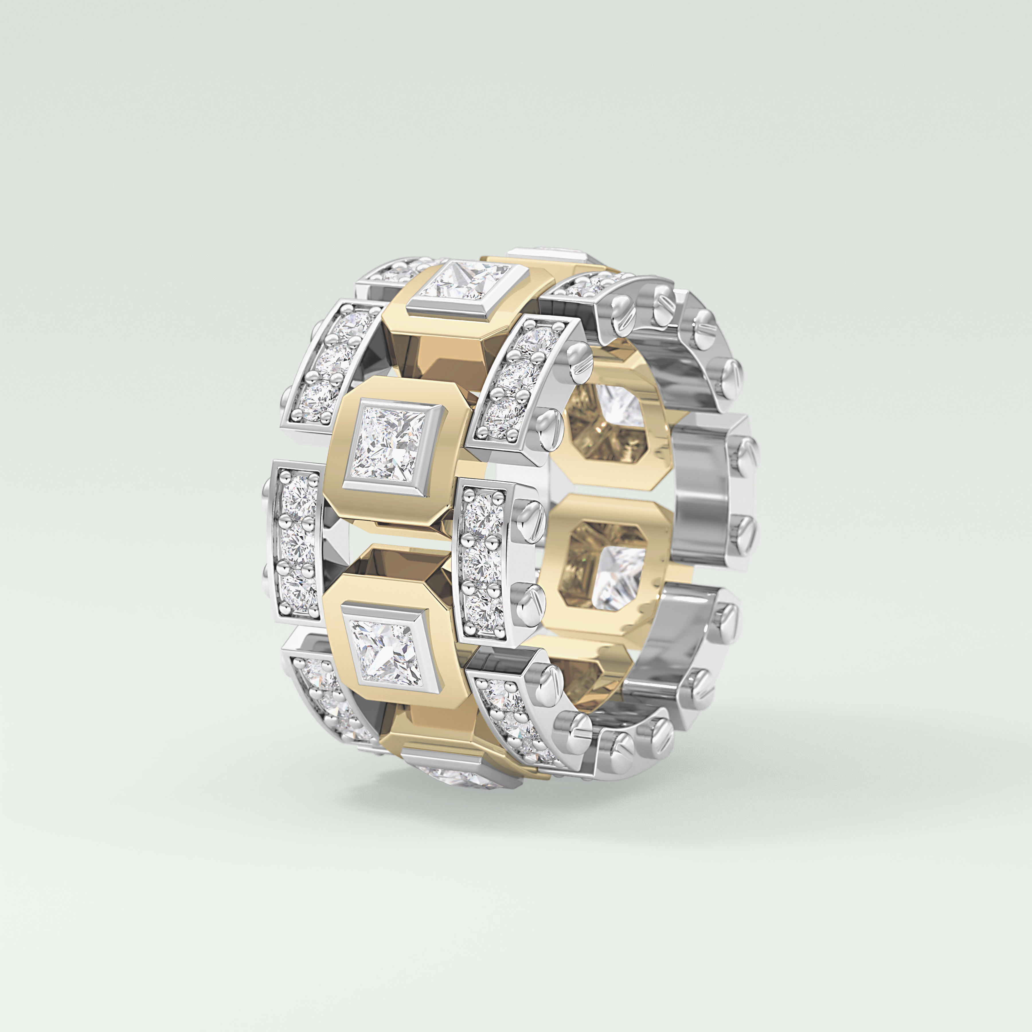 1.20 CT Multi Stone Two Tone Moissanite Men's Wedding Band 7