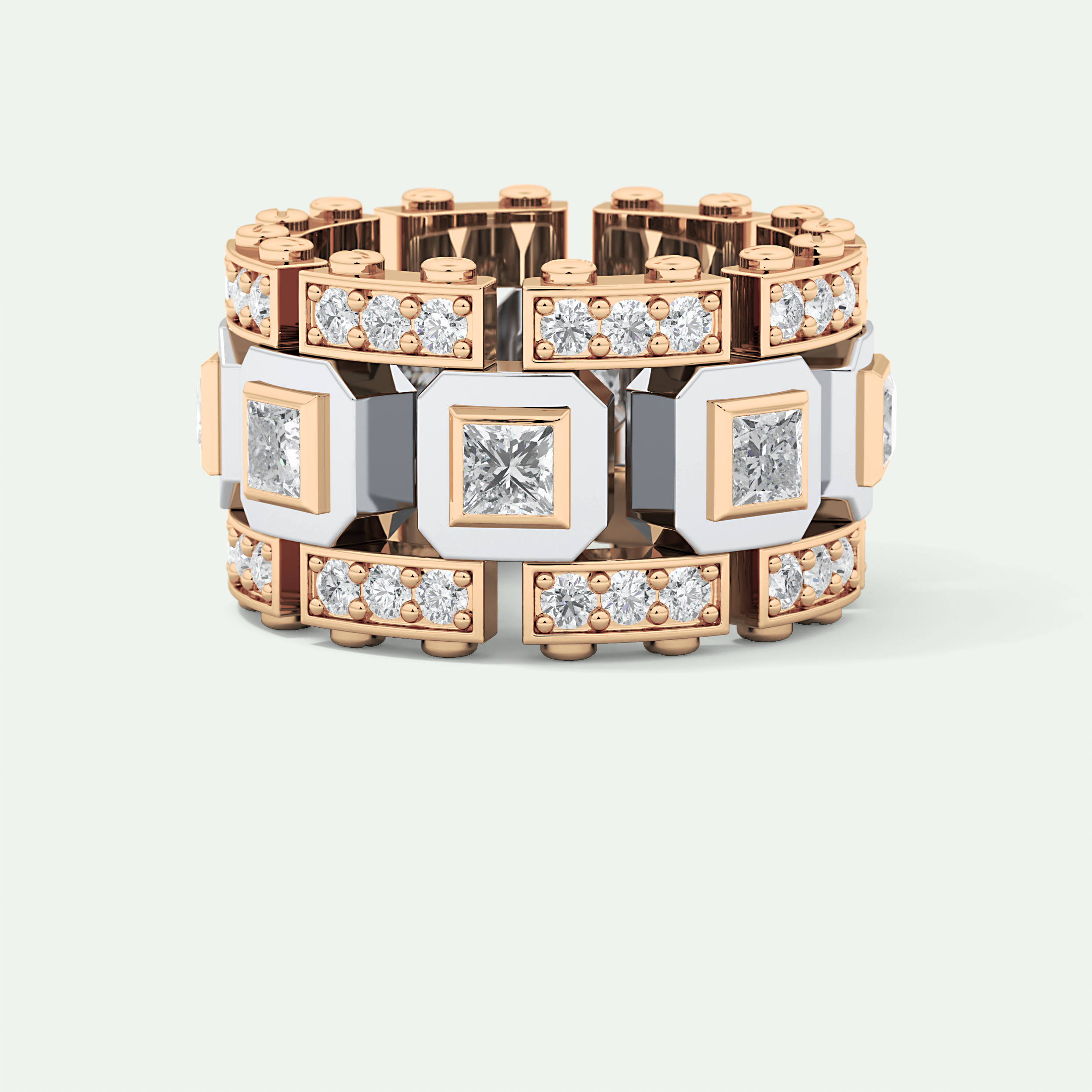 1.20 CT Multi Stone Two Tone Moissanite Men's Wedding Band 13