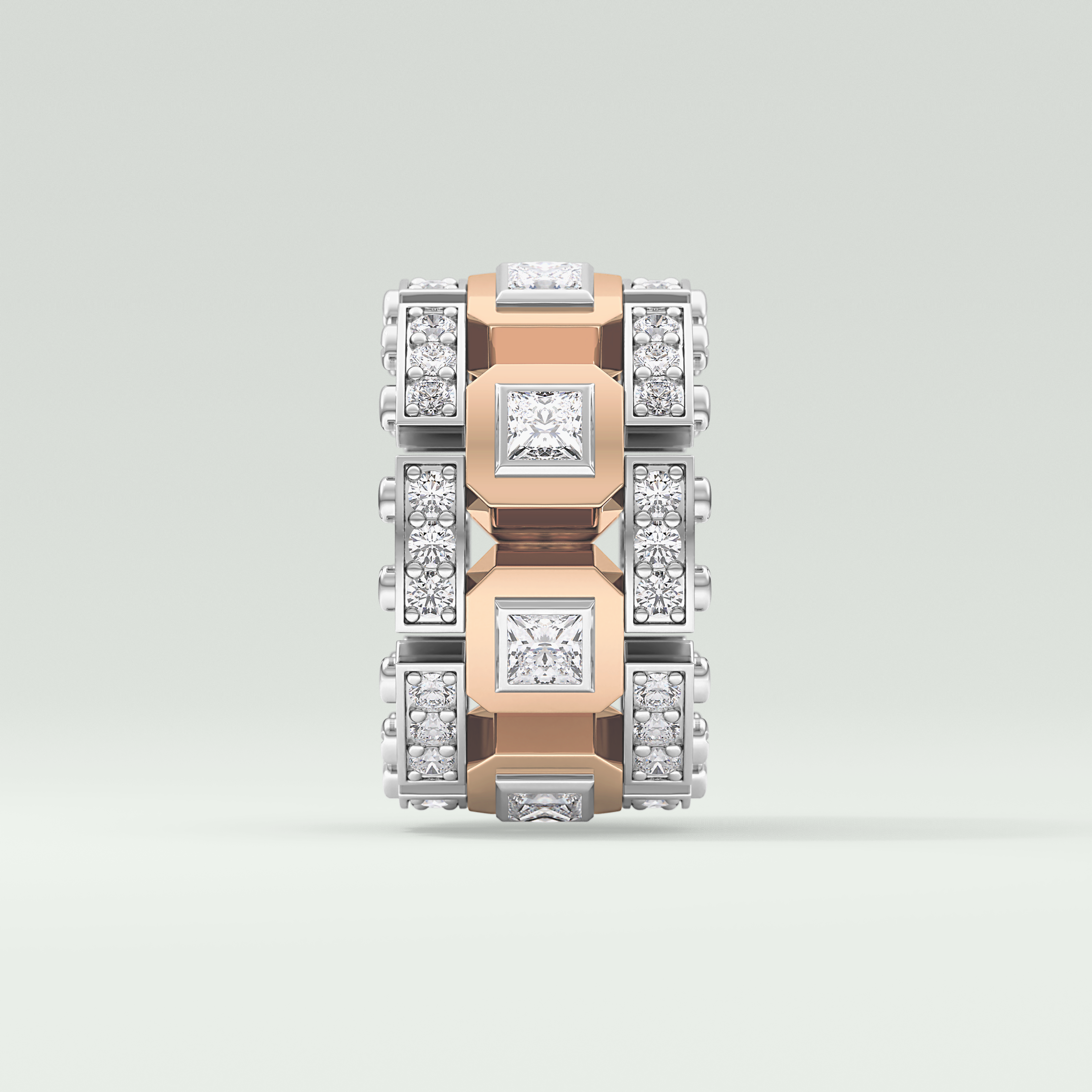1.20 CT Multi Stone Two Tone Moissanite Men's Wedding Band 10