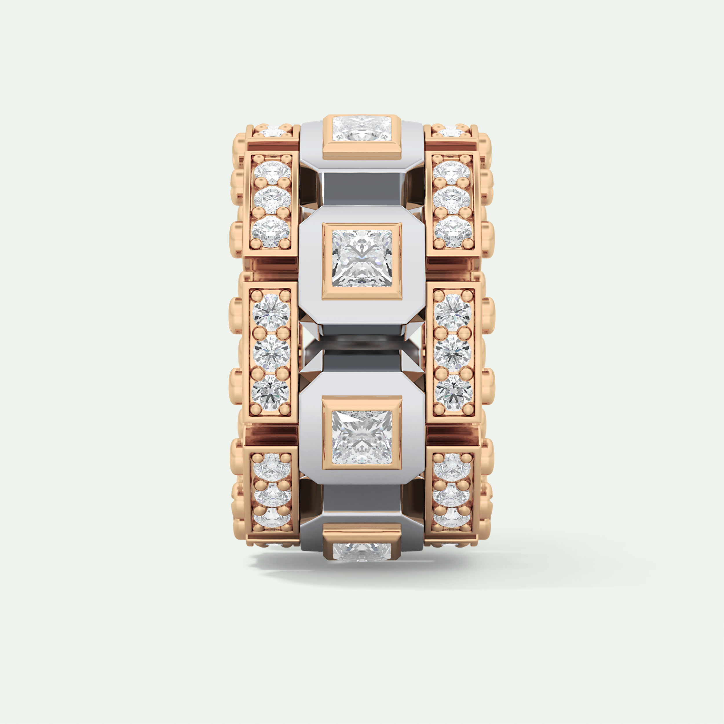 1.20 CT Multi Stone Two Tone Moissanite Men's Wedding Band 14