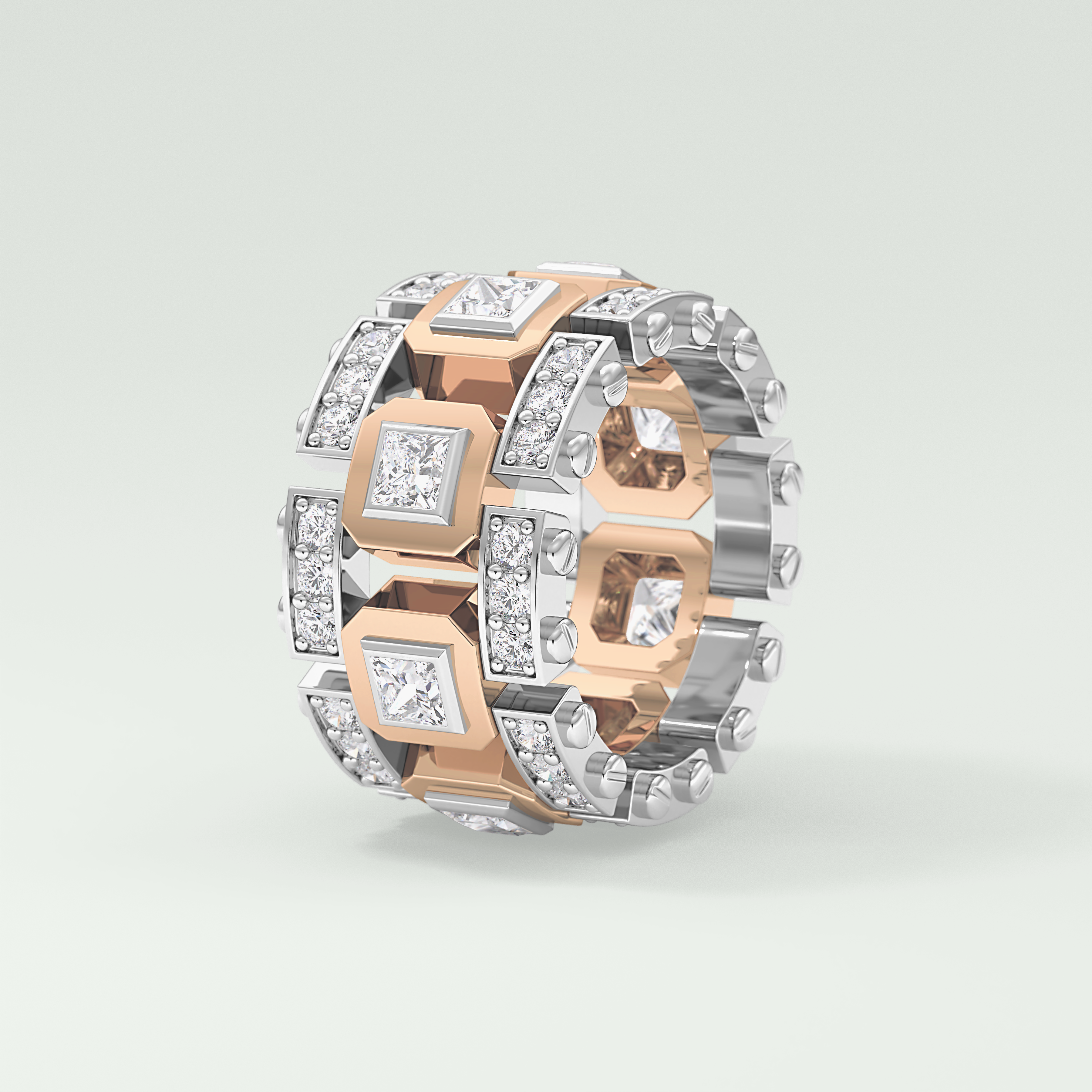 1.20 CT Multi Stone Two Tone Moissanite Men's Wedding Band 11