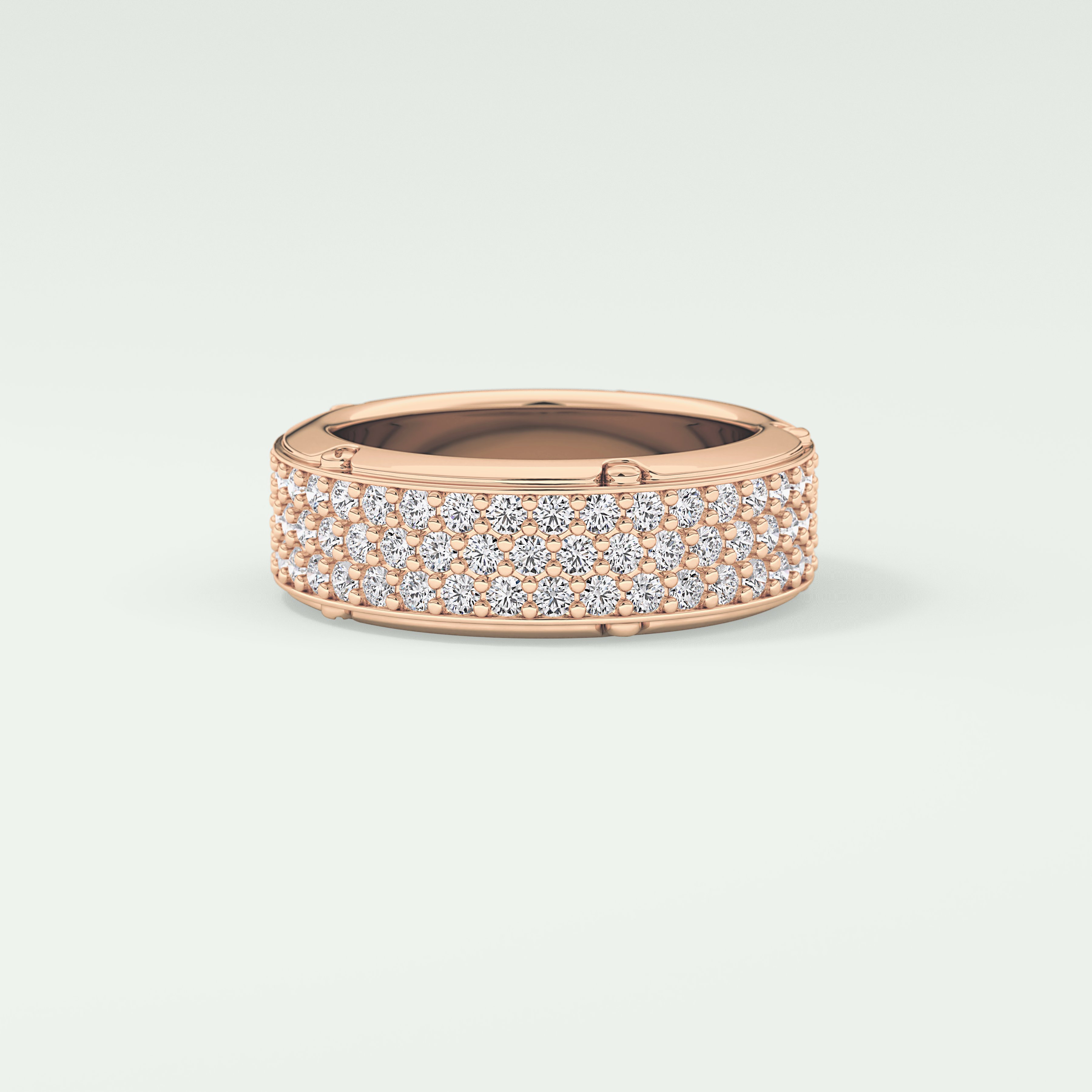 1.00 CT Muti- Row Setting Moissanite Diamond Band For Him 15