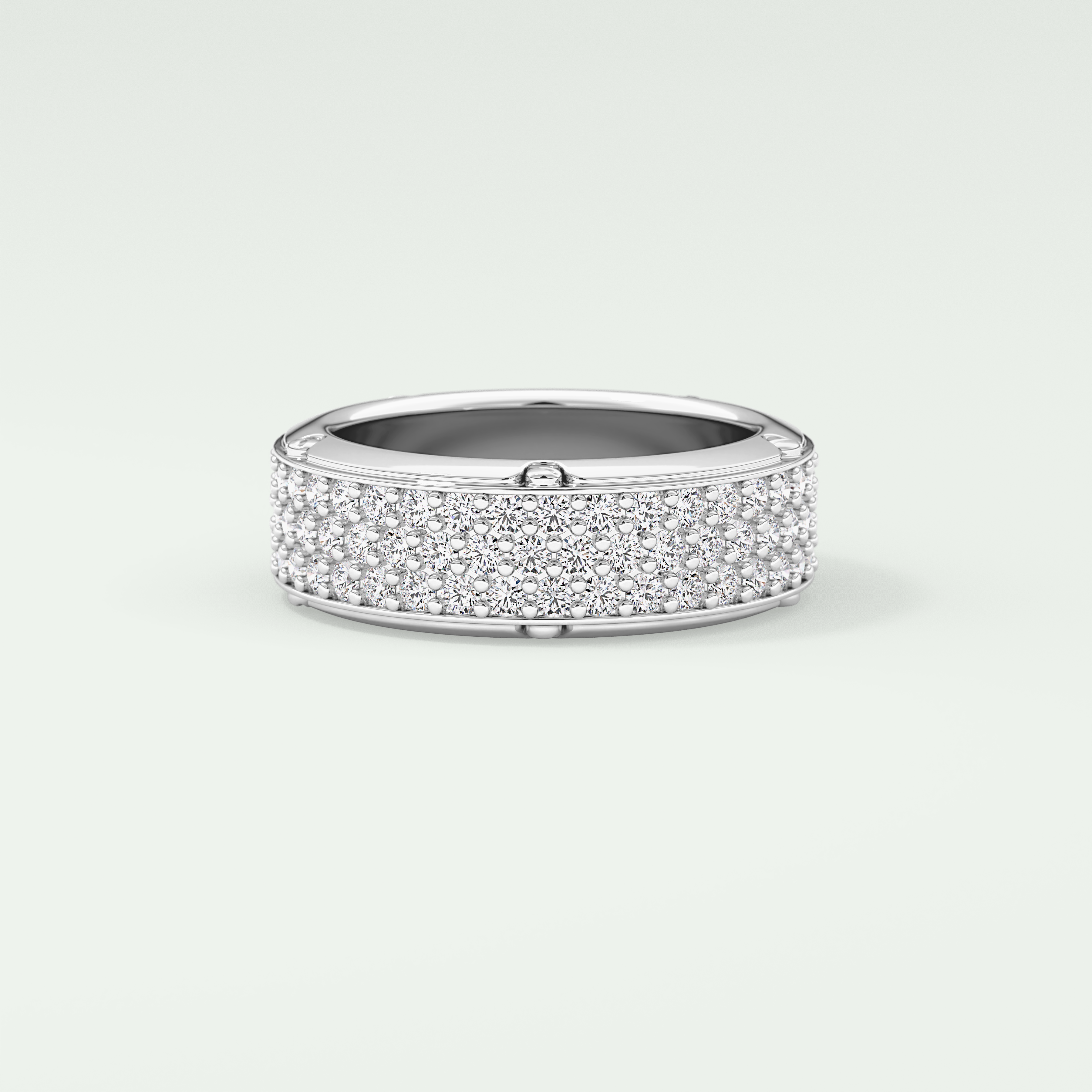 1.00 CT Muti- Row Setting Moissanite Diamond Band For Him 7