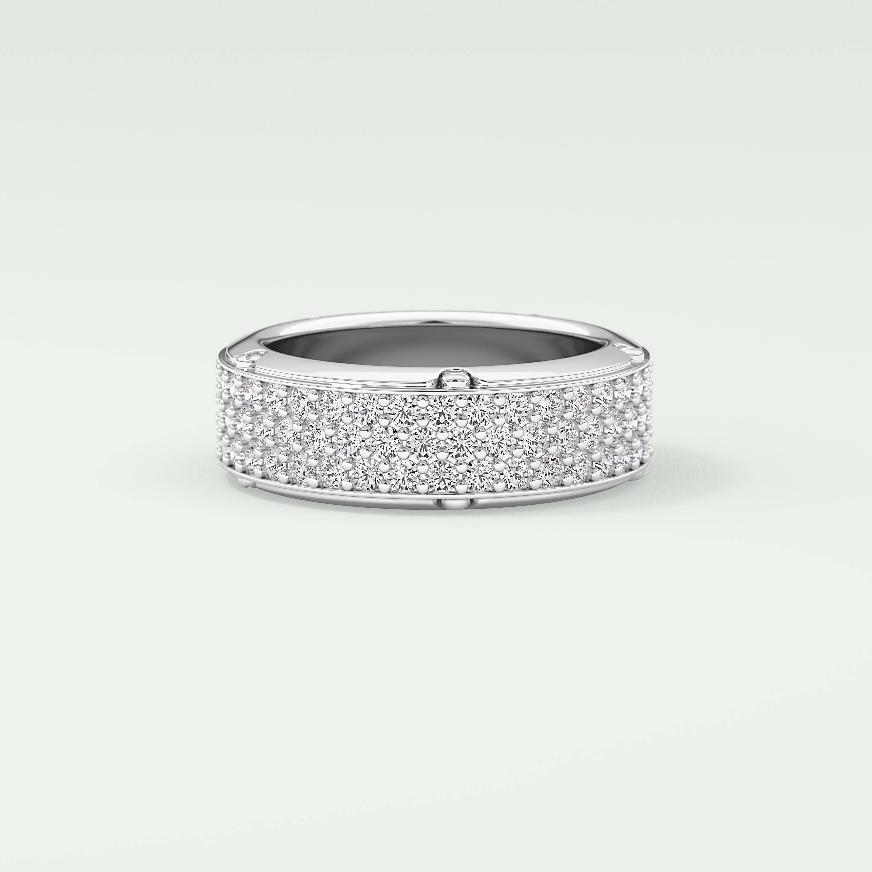 1.00 CT Muti- Row Setting Moissanite Diamond Band For Him 8