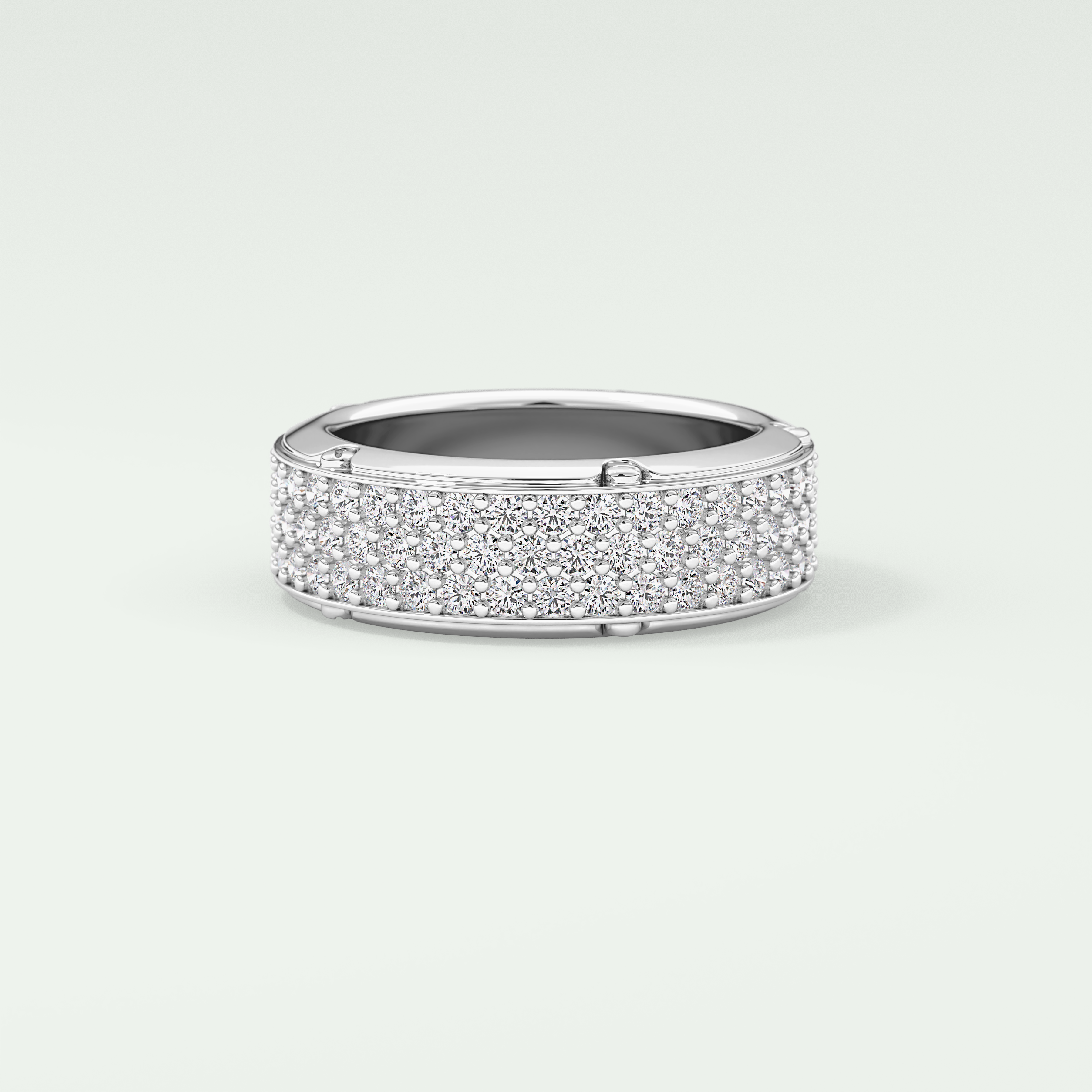 1.00 CT Muti- Row Setting Moissanite Diamond Band For Him 9