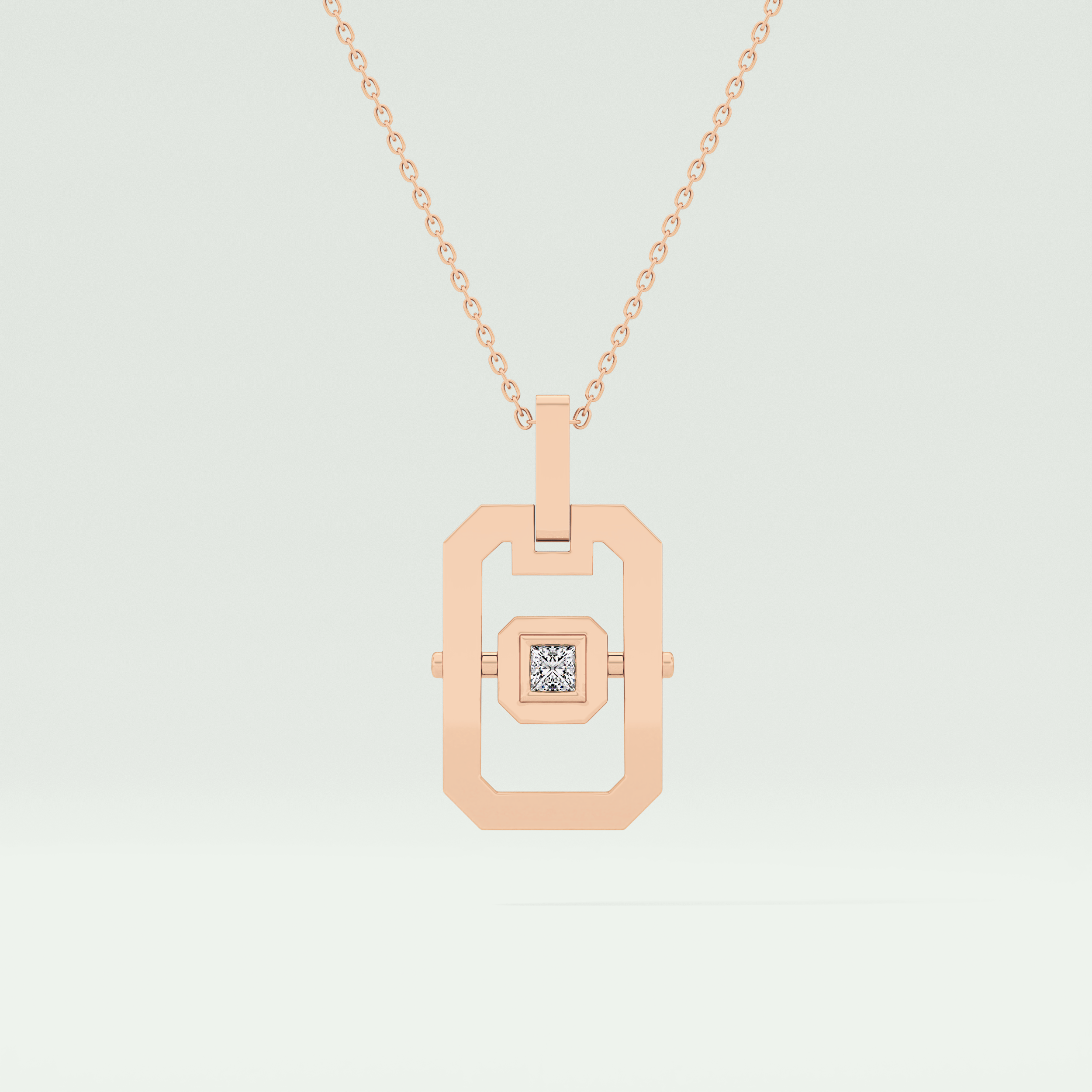 0.10 CT Princess Moissanite Diamond Solitaire Style Necklace 9